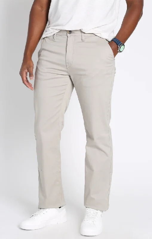 Light Grey Bowie Straight Fit Stretch Sateen Chino Pant