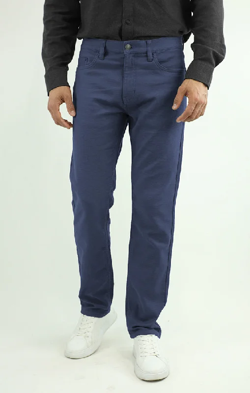 Navy Stretch Straight Fit 5 Pocket Twill Pant