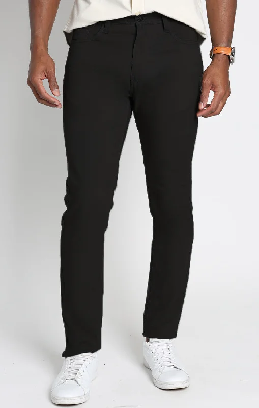 Black Stretch Straight Fit 5 Pocket Twill Pant