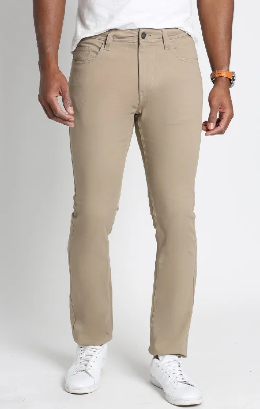 Taupe Stretch Slim Fit 5 Pocket Twill Pant