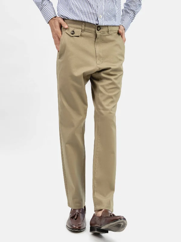 Khaki Structured Casual Fit Chinos