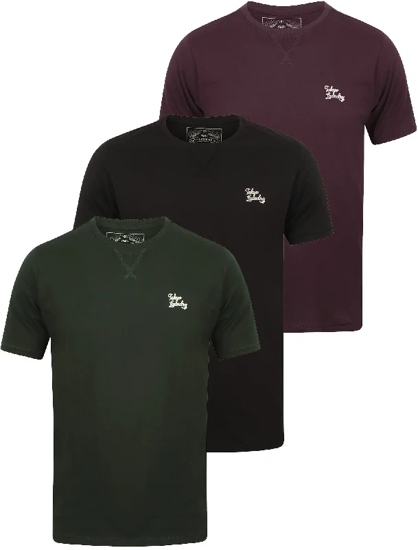 koppelo-3-pack-crew-neck-cotton-t-shirts-in-hunter-green-aubergine-black-tokyo-laundry