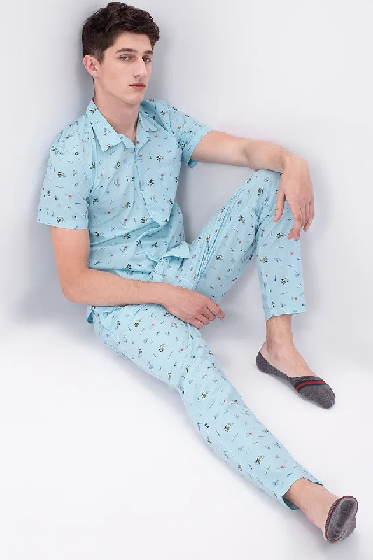 light-blue-fun-beach-print-cotton-pyjama-set