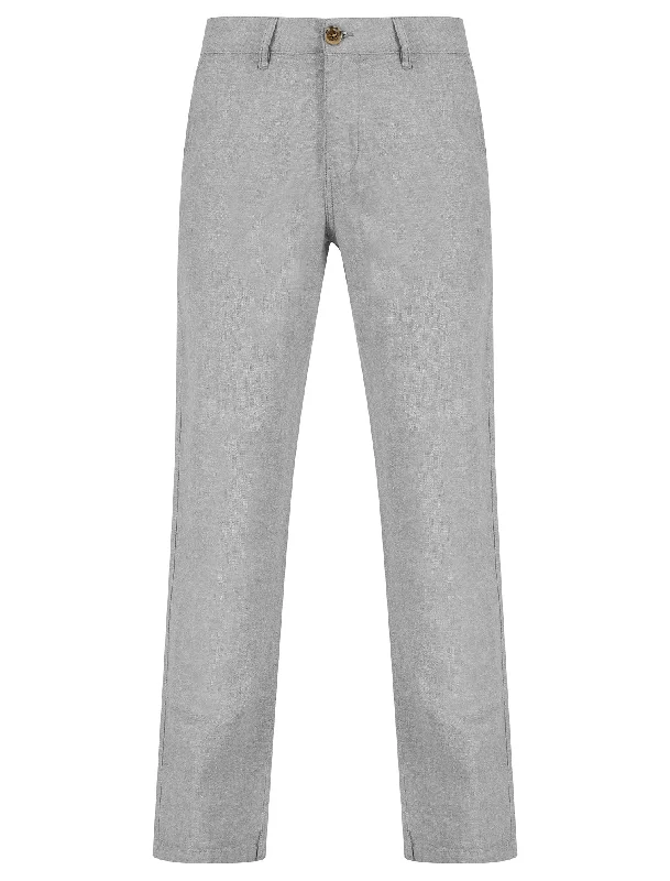 Maulua Cotton Linen Straight Leg Trousers in Grey - Tokyo Laundry