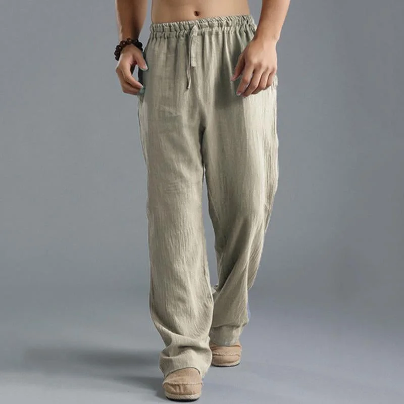 mens-casual-loose-cotton-linen-breathable-elastic-waist-trousers-31442547m