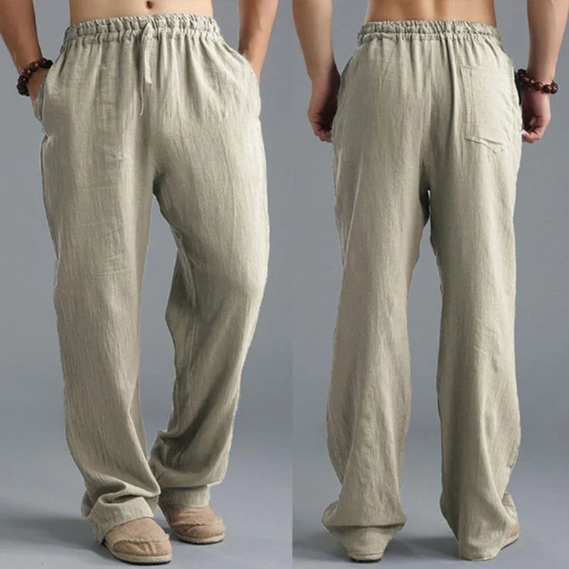 mens-casual-loose-cotton-linen-breathable-elastic-waist-trousers-31442547m