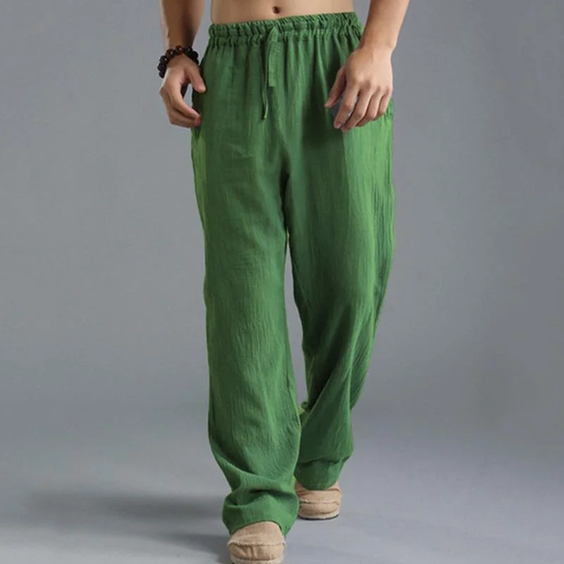 mens-casual-loose-cotton-linen-breathable-elastic-waist-trousers-31442547m