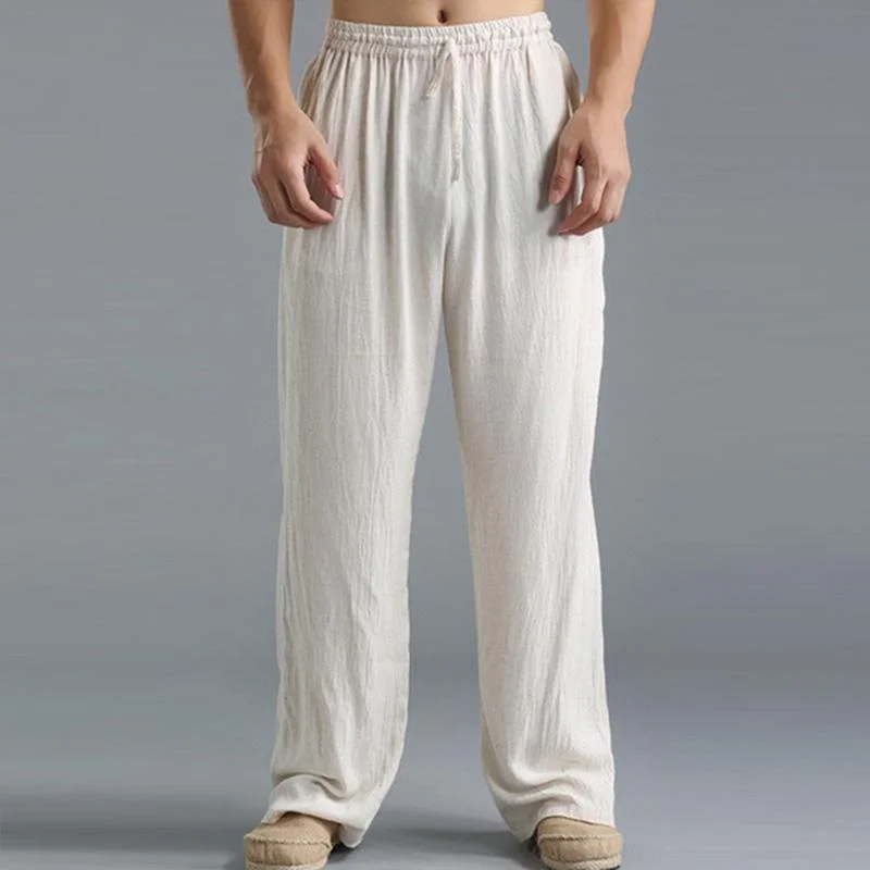 mens-casual-loose-cotton-linen-breathable-elastic-waist-trousers-31442547m