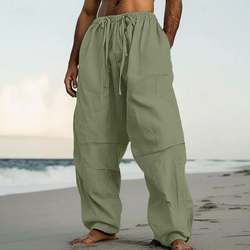 mens-loose-resort-solid-color-drawstring-straight-pants-23348165y