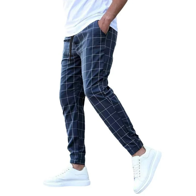 Men's Retro Street Sports Casual Plaid Pants 98183452TO