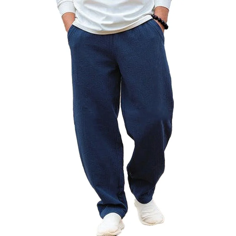 Men's Solid Linen Loose Pants 63862116Y