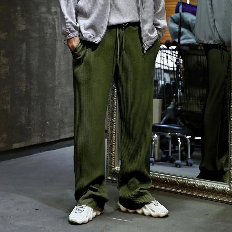 mens-solid-loose-straight-hanging-sense-striped-high-waist-wide-leg-pants-78661469z