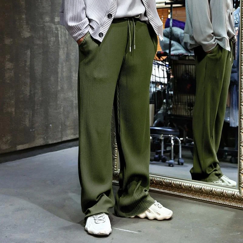 mens-solid-loose-straight-hanging-sense-striped-high-waist-wide-leg-pants-78661469z