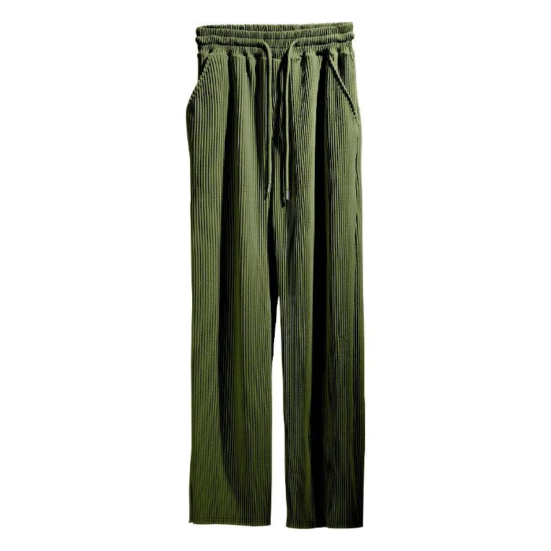 mens-solid-loose-straight-hanging-sense-striped-high-waist-wide-leg-pants-78661469z