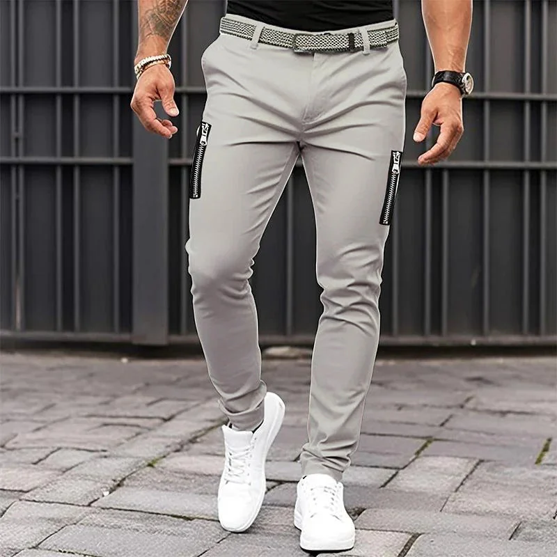 mens-solid-tight-zipper-decor-casual-pants-98885179z