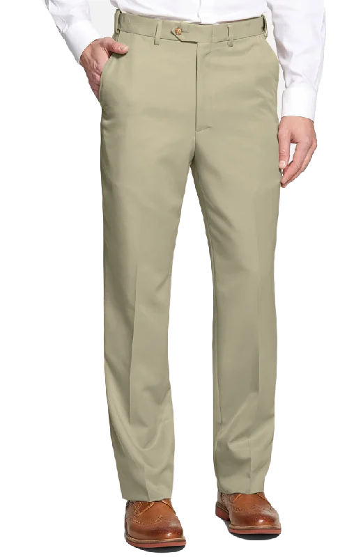 Microfiber Performance Trouser, Taupe<br>Flat Front<br>Regular Rise