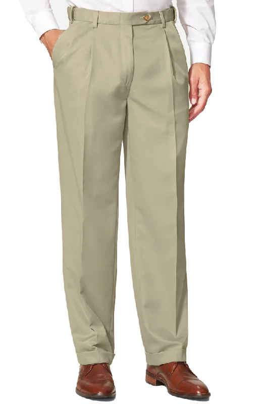 Microfiber Performance Trouser, Taupe<br>Pleated<br>Regular Rise