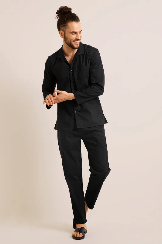 Solid Black Night Suit