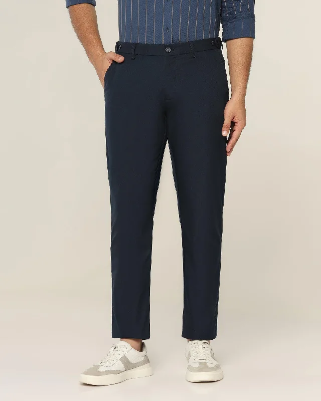 Slim Comfort B-95 Casual Navy Textured Khakis - Jeny