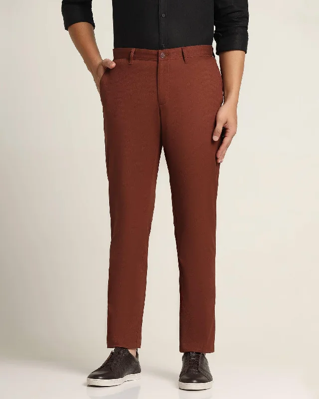 Slim Comfort B-95 Casual Rust Textured Khakis - Cratus