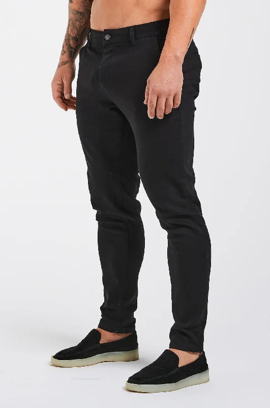 TEXTURED STRETCH CHINO - BLACK