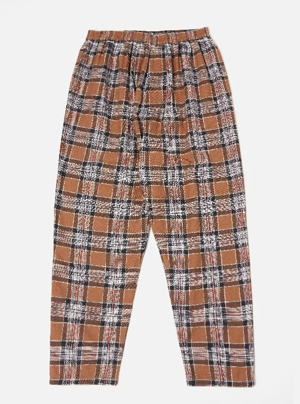 Universal Works Pyjama in Brown Ikat Twill Check