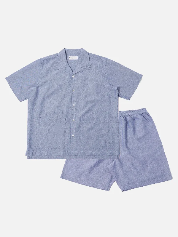 Universal Works Short Pyjama Set in Navy Oxford Cotton