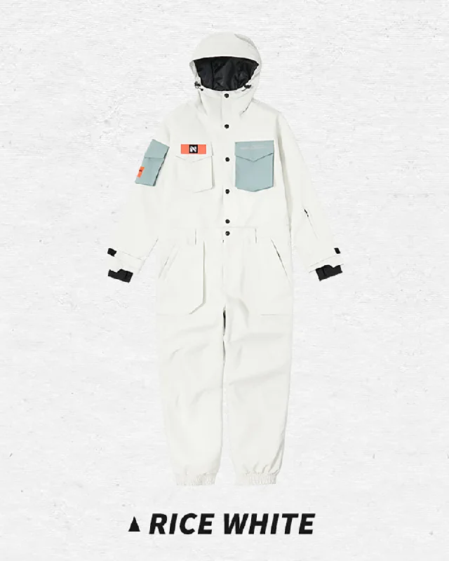 Ski Wear Color-blocking Pockets Unisex Jumpsuit Snow Suit