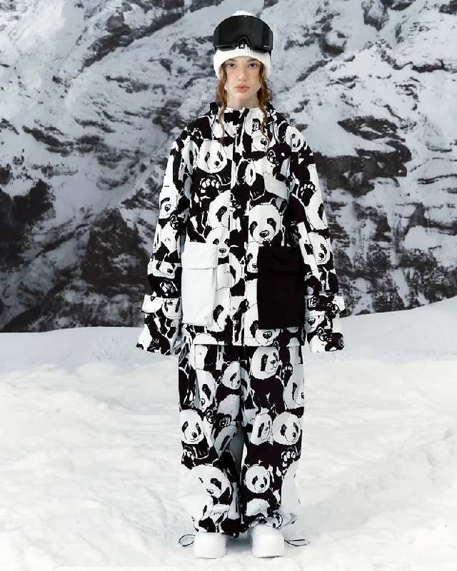 Ski Wear Panda Unisex Jacket&Bibs Snow Suit