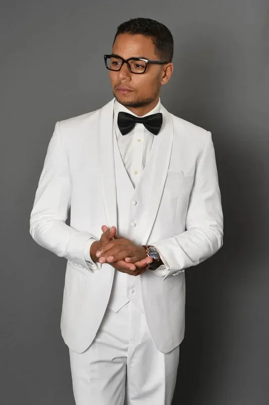 Caesar White 1-Button Shawl Tuxedo (4-Piece Set)