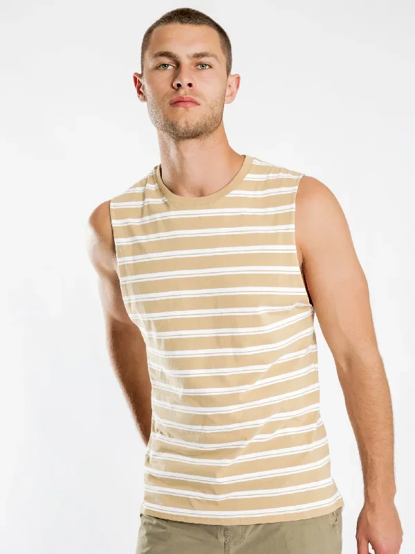 Cayo Stripe Muscle T-Shirt in Butter