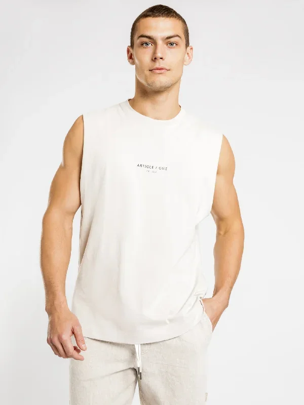 Classic Logo Muscle T-Shirt in Ecru