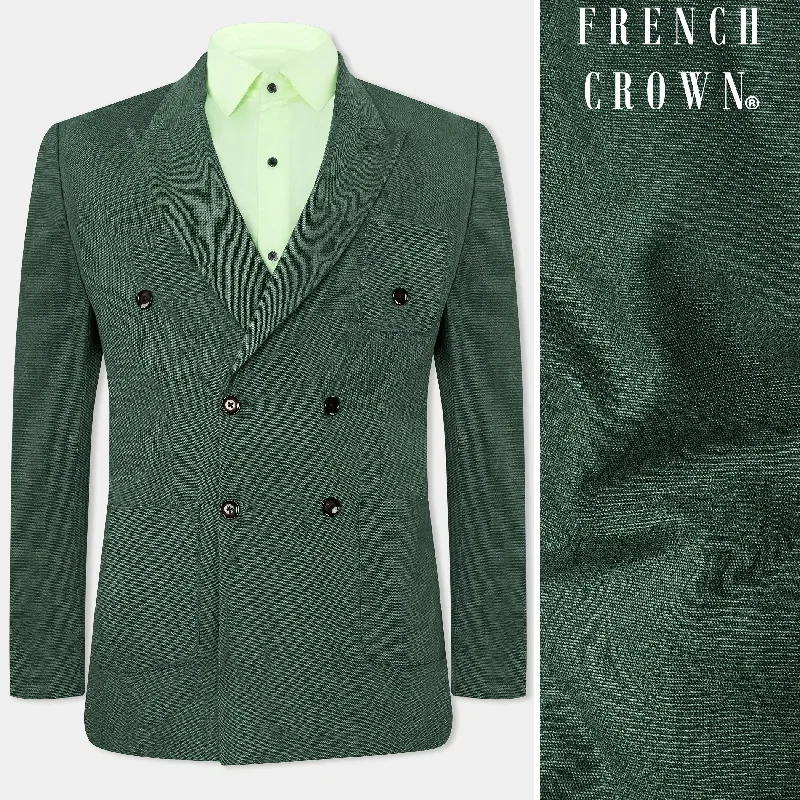 Fern Green Premium Cotton Double Breasted Blazer