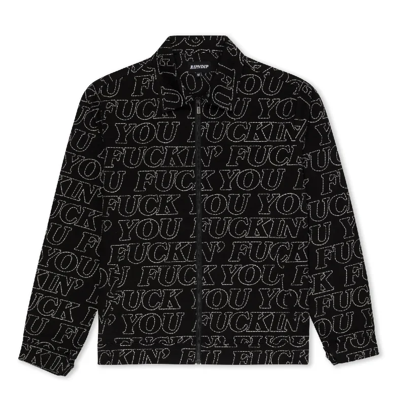 Fuckin Fuck Quilted Work Jacket (Black)