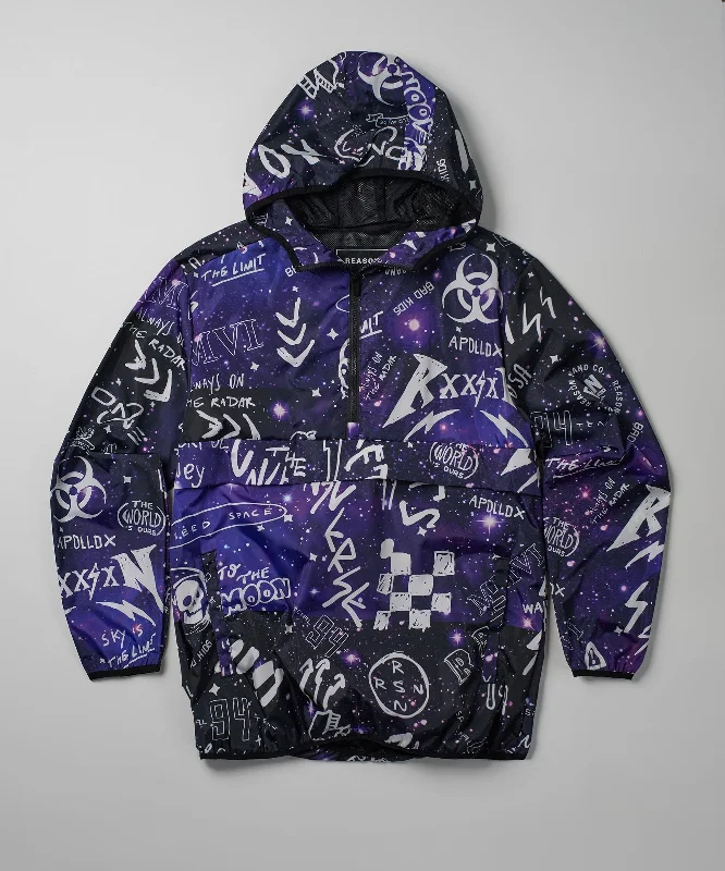 Galaxy Space Print Half-Zip Pullover Jacket