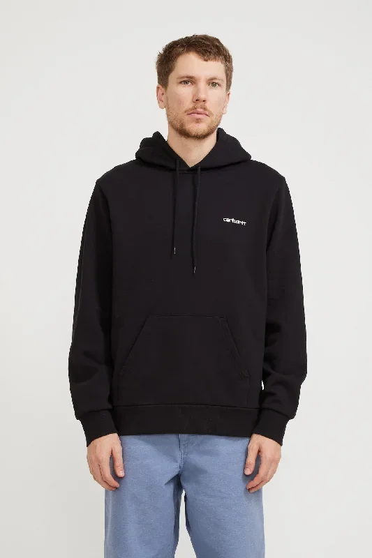 Hooded Script Embroidery Sweat Black/White