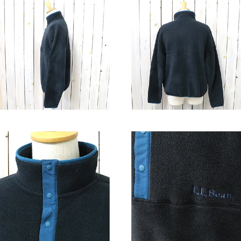 L.L.Bean銆嶤lassic Snap Fleece Pullover銆?Black)