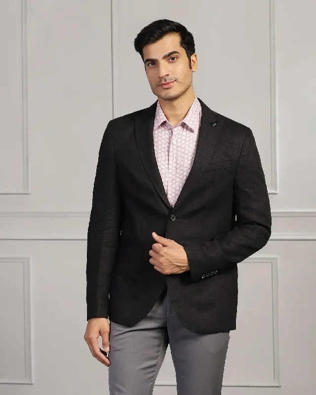 Linen Formal Black Solid Blazer - Jonah