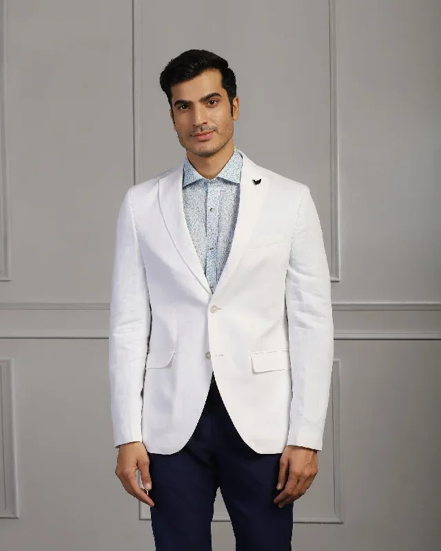 Linen Formal White Solid Blazer - Jonah