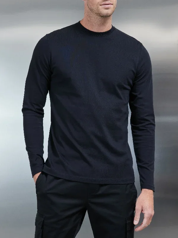 Long Sleeve Slim Fit T-Shirt in Black