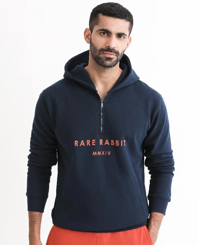 Rare Rabbit Men'S Lorall Navy Sweatshirt Full Sleeves Solid