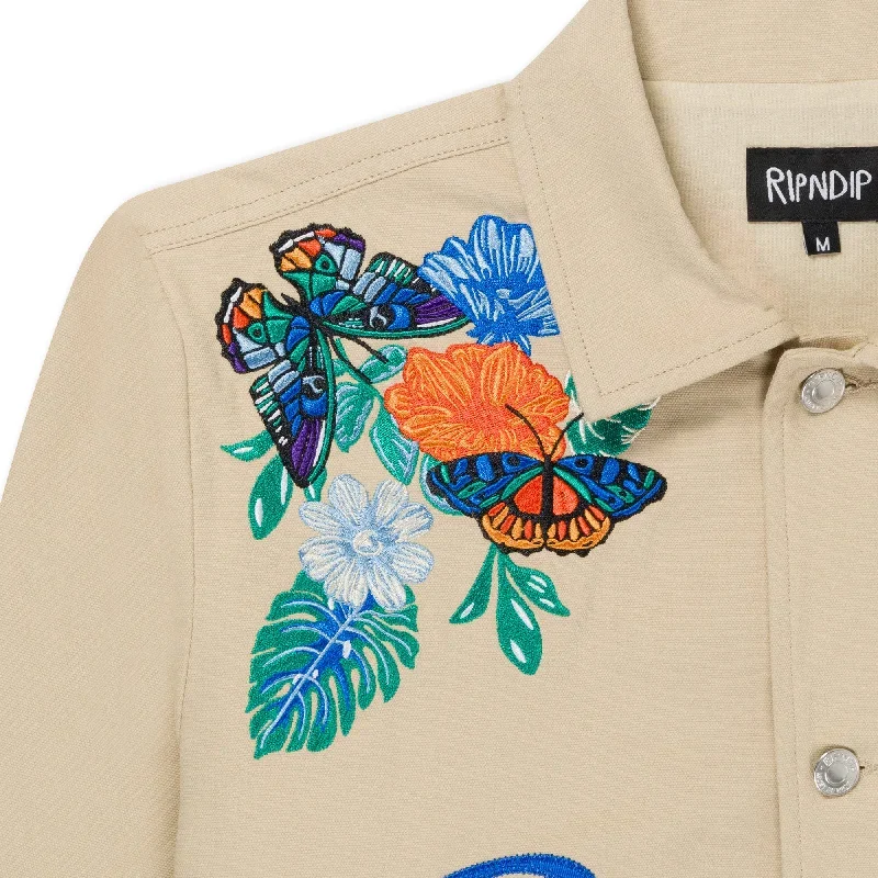 los-ripndip-canvas-button-down-jacket-khaki