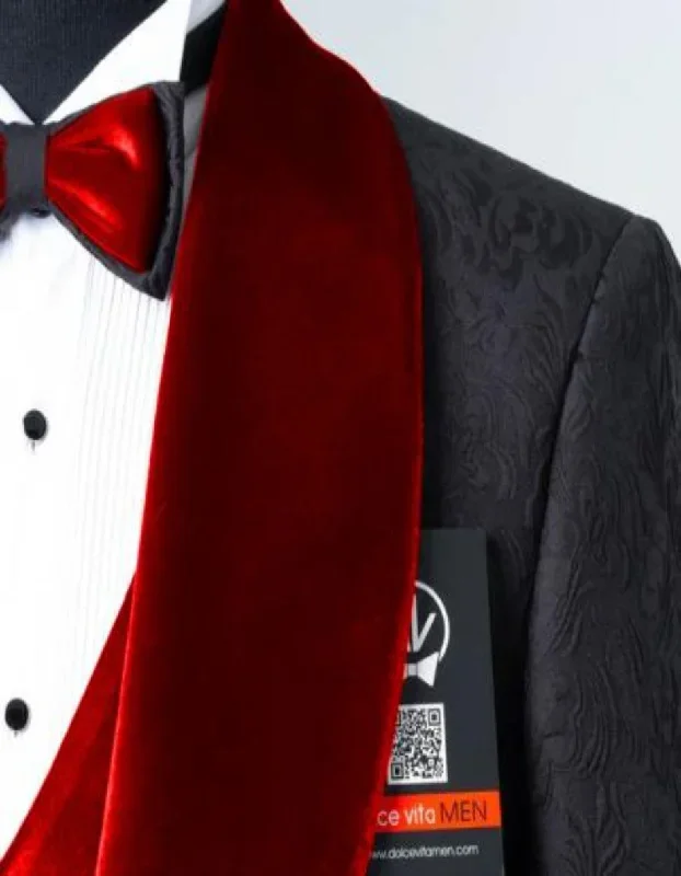 mens-black-with-red-velvet-lapel-3-piece-tailored-fit-tuxedo