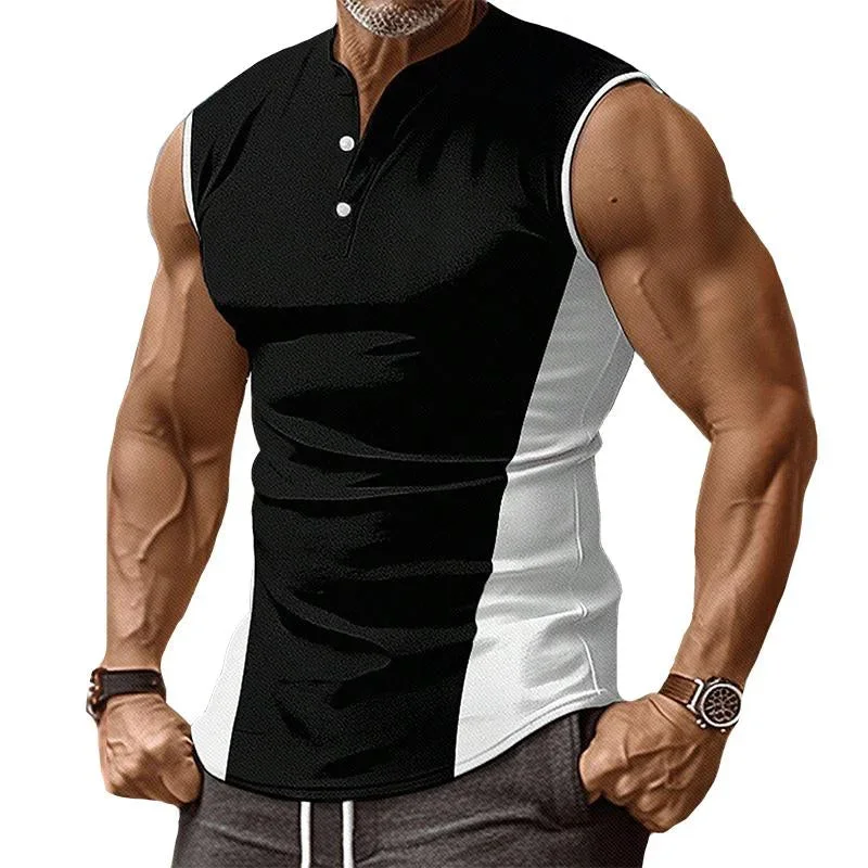 Men's Casual Slim Fit Color Block Tank Top 81393951TO