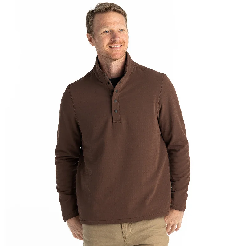 Men's Gridback Fleece Snap Pullover - Mustang