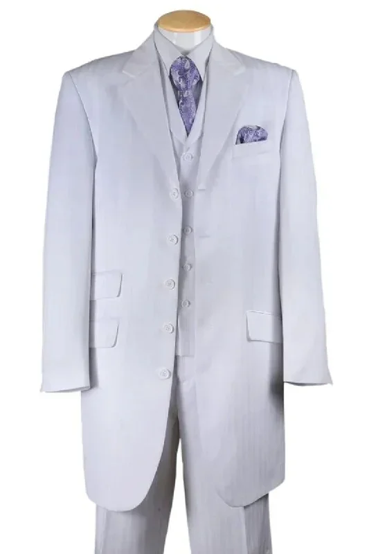 Mens Long Fashion Vested Tonal Pinstripe Zoot Suit in White