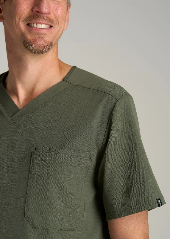 mens-short-sleeve-v-neck-scrub-top-mens-in-clover-green