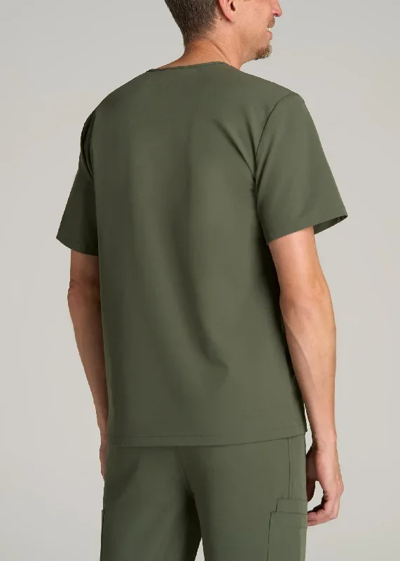 mens-short-sleeve-v-neck-scrub-top-mens-in-clover-green