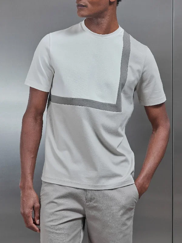 Mercerised Interlock Colour Block T-Shirt in Desert