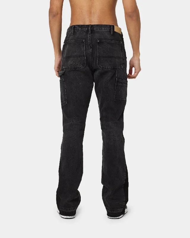 mnml-b118-flare-work-denim-jeans-black